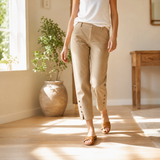 Lunessa – Button-Hem Cropped Cotton Pants