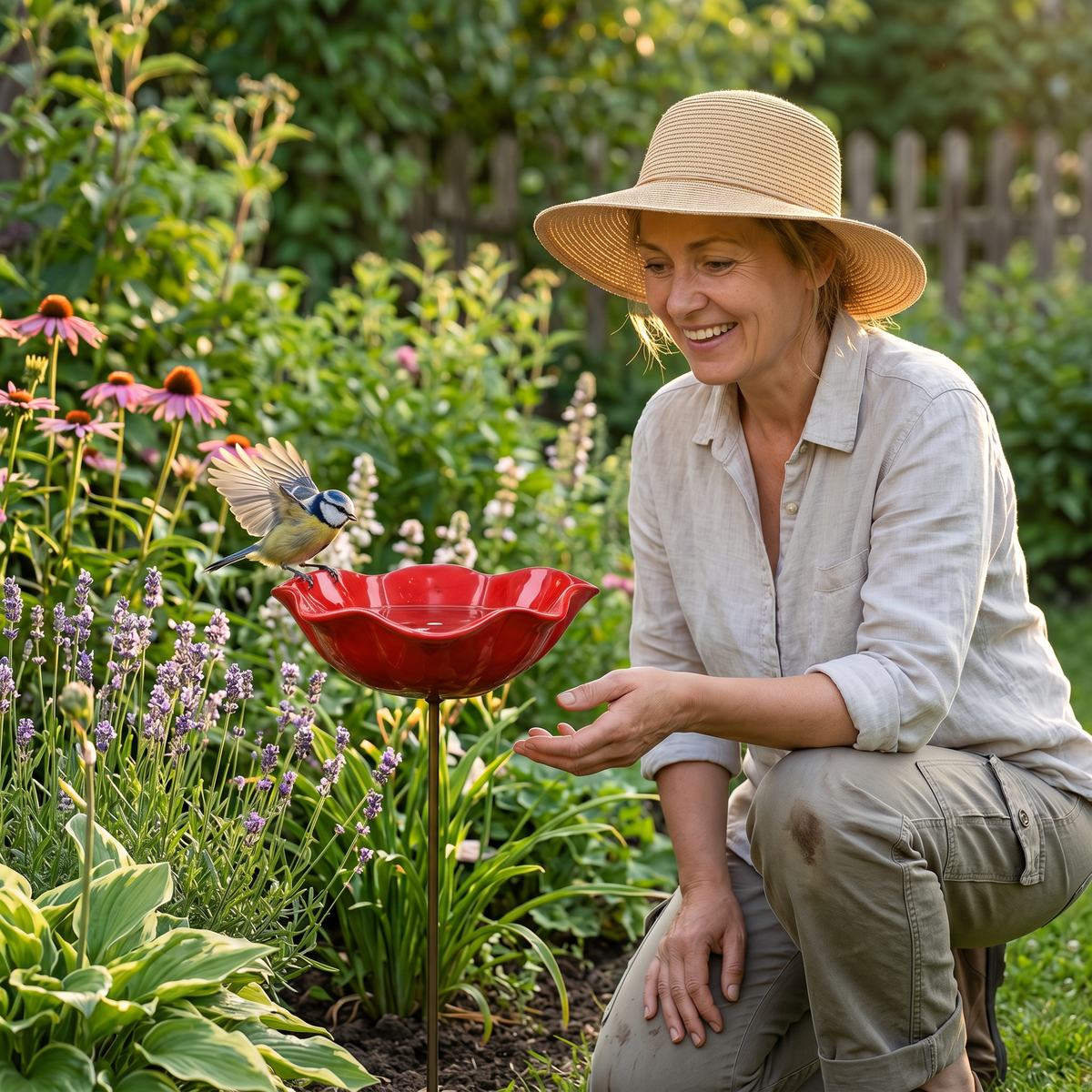 Petalune – Handcrafted Flower Bird Bath Garden Stake