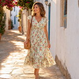 Florenza – Women's Floral V-Neck Smocked Midi Dress