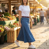 Levara – Flattering High Waist Denim Maxi Skirt