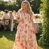Florenza – Women's Smocked Square-Neck Floral Maxi Dress