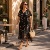 Draperie – V-Neck Maxi Dress That Skims, Never Clings