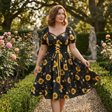 Florenza – Women's Sunflower Corset Midi Dress