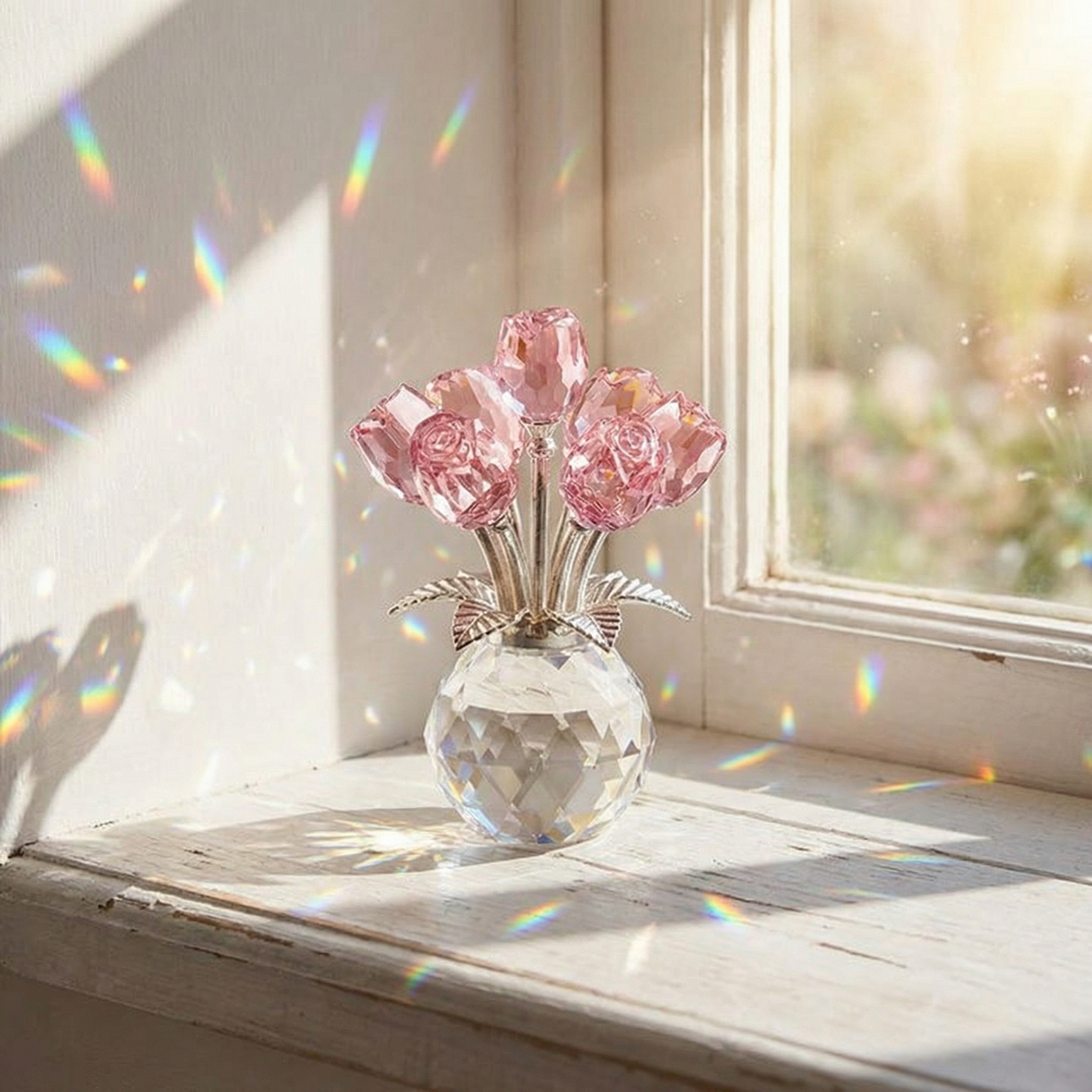Lumirose – Crystal Rose Bouquet with Vase