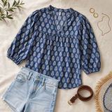 Marivell – Women's Block-Print V-Neck Summer Blouse