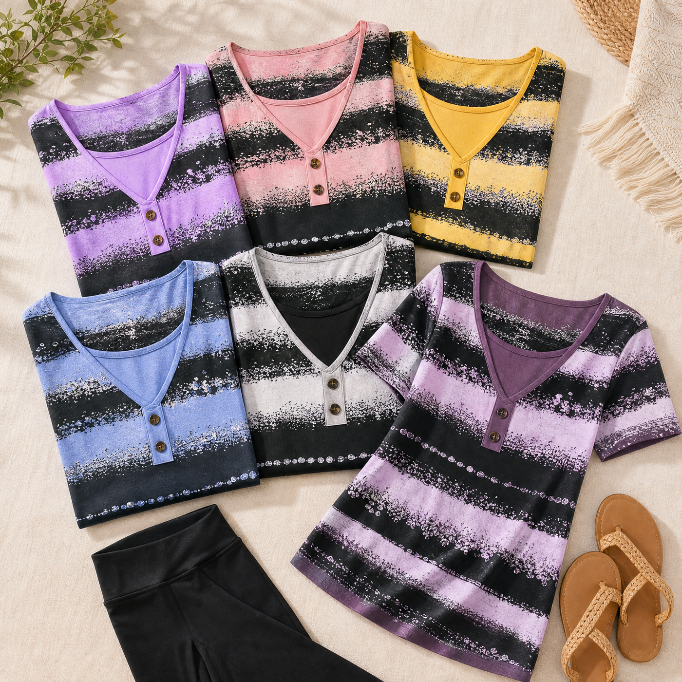Vesper – Women's Flowy Watercolor Henley