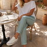 Lunavia – Women's Striped Pants with Elastic Waist