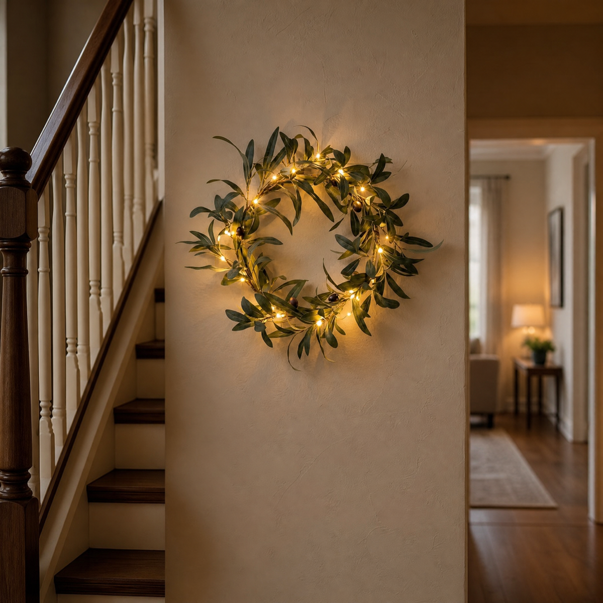 Olivelle – Warm-Glow Olive Wreath for Doors and Walls