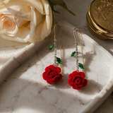 Roselyn – Romantic Rose and Emerald Earrings
