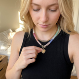 Lunavia – Pastel Bead Layered Necklace with Gold Heart