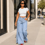 Vellara – Asymmetric Wrap Waist Wide Leg Jeans