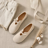 Solette – Knot Strap Suede-Look Mary Jane Flats for Women