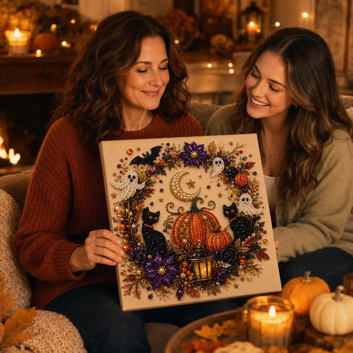 Beadory – Halloween Pearl-like Bead Craft Kit, Cozy Wall Art DIY
