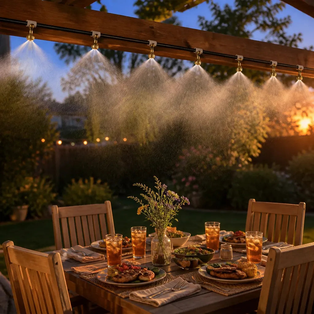 Mistara – Outdoor Patio Misting Cooling System with Brass Nozzles, 33ft