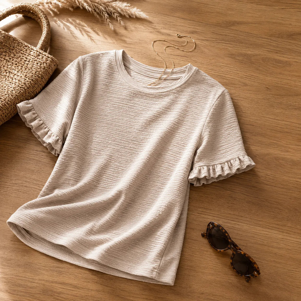 Marelle – Textured Flutter Sleeve Top