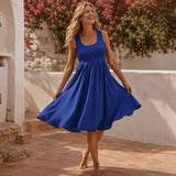 Solelia – Pleated Empire-Waist Sleeveless Summer Dress