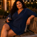 Muslina – Soft V-Neck Hooded Summer Top with Kangaroo Pocket