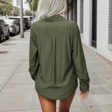 Lunavia – Loose Lapel Button-Down Shirt with Flap Pockets, Wrinkle-Free Long Sleeve Top for Women