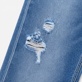 Lirelle – Distressed Wide-Leg Flare Jeans, Soft-Stretch Vintage Wash, Mid-Rise