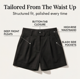 Lunavia - High-Waist Pleated Tailored Shorts