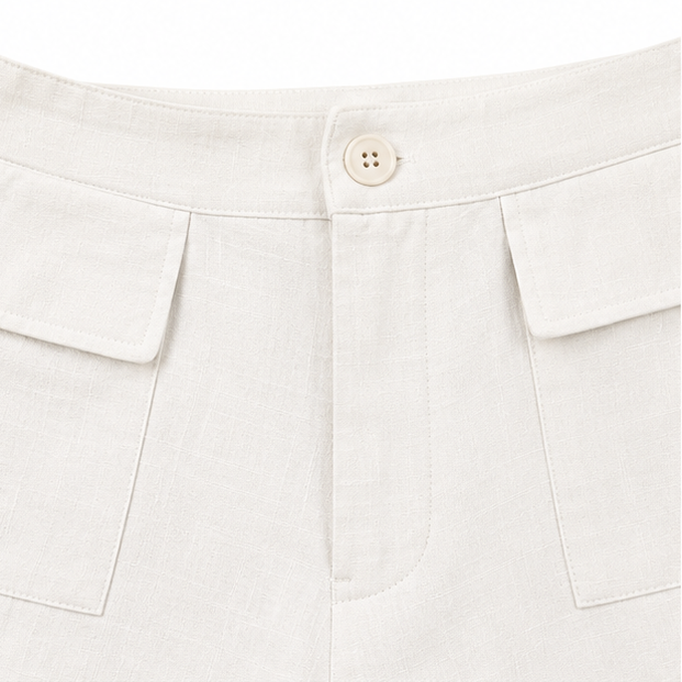 Lunavia – Linen-look wide-leg pants with pockets, high waist