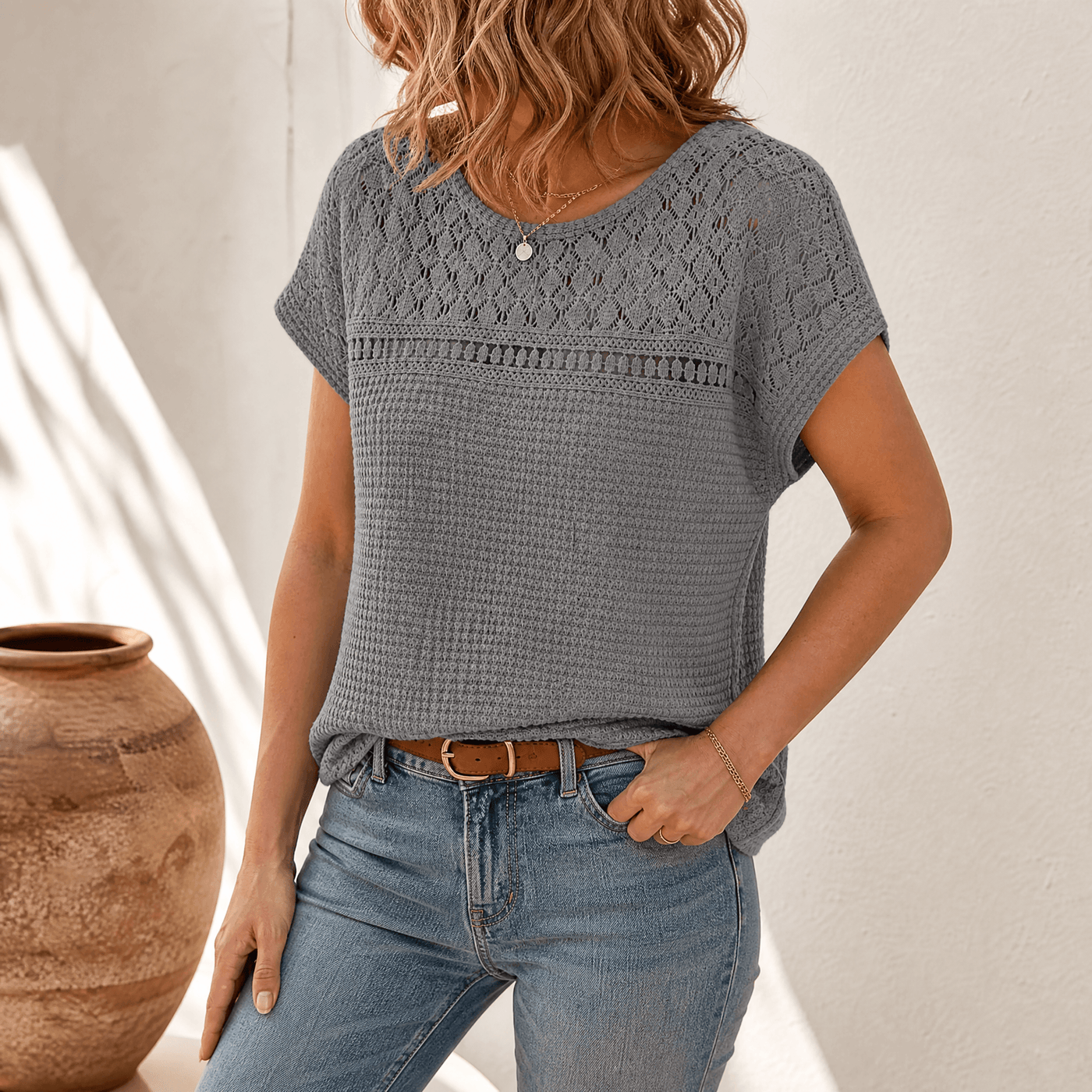 Lunavia – Women's Breezy Open-Weave Knit Top