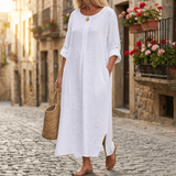 Lunavia – Women's Flowy Linen-Style Maxi Dress