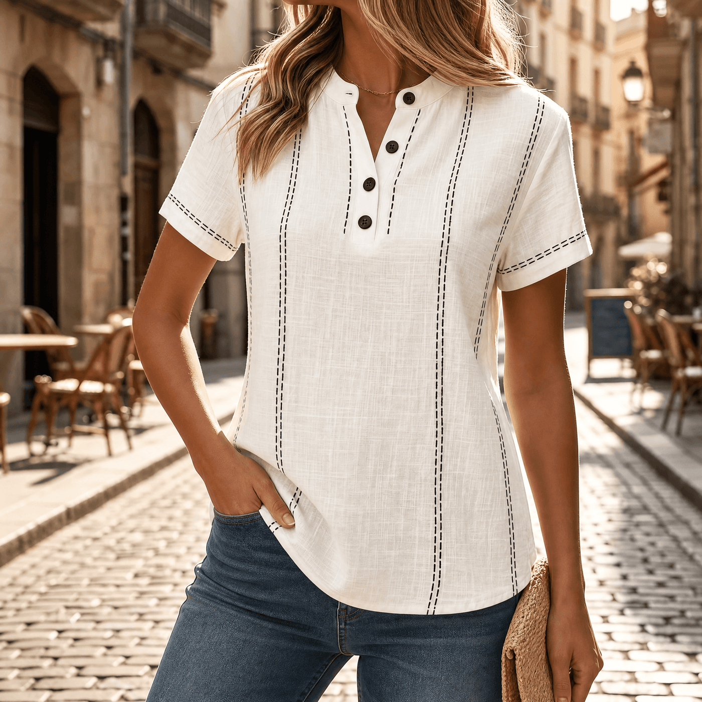 Lunavia – Women's Stitched Henley Top
