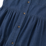 Marielle – Tiered Button-Front Denim-like Maxi Dress with Pockets