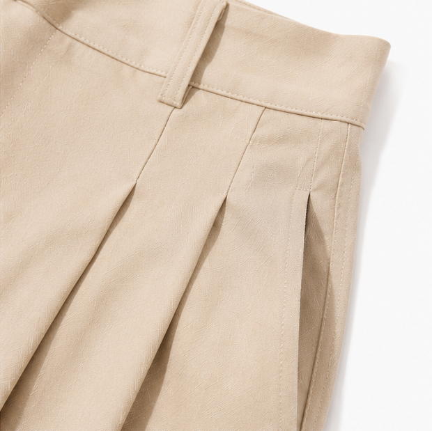 Marlow – Pleated Lantern Wide-Leg Trousers with Bow Cuffs