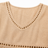 Meloria – Bohemian Babydoll Top with Eyelet Cutouts and Fringe Hem