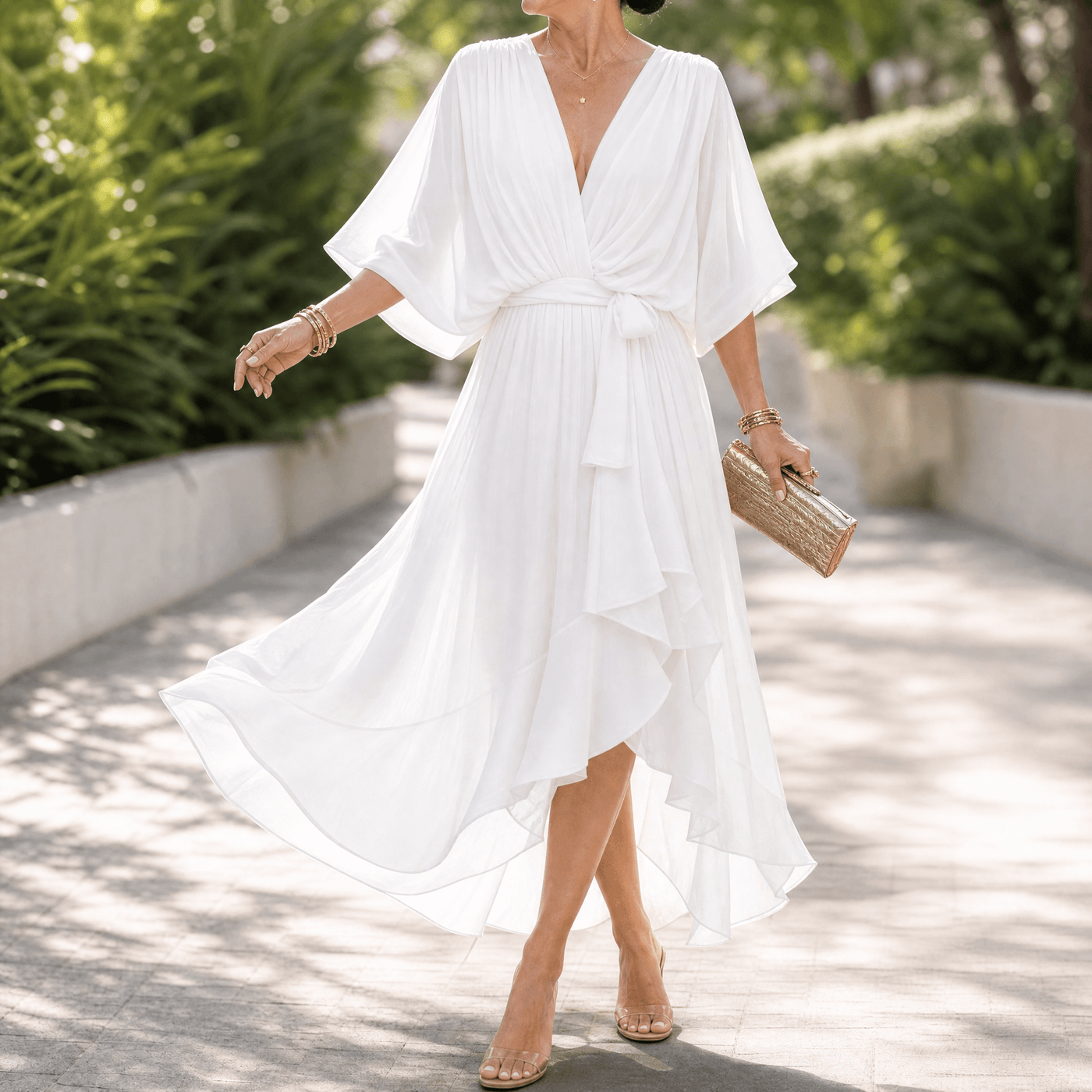 Mirabelle – Women's Flowing V-Neck Midi Dress