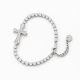 Lumière – Pavé Zircon Cross Tennis Bracelet in Silver or Gold