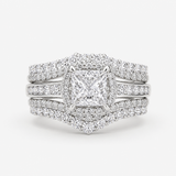 Lunavia – Princess Cut Cubic Zirconia Statement Ring with Triple Pavé Band