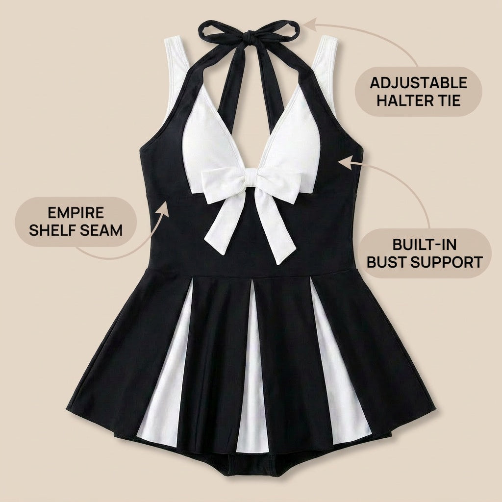 Soliera – Women's Plus-Size Halter Swimdress with Boy Shorts
