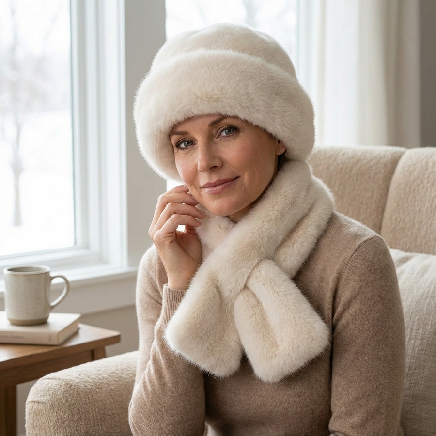 Velura – Women's Matching Faux Fur Hat and Scarf Set