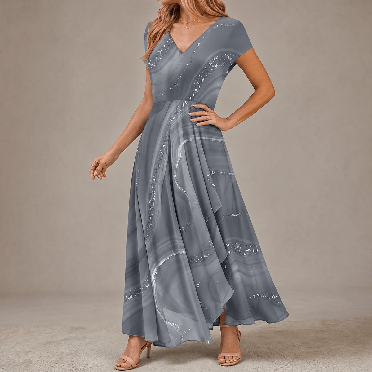 Osyla – Women's Flowing Marbled Midi Dress