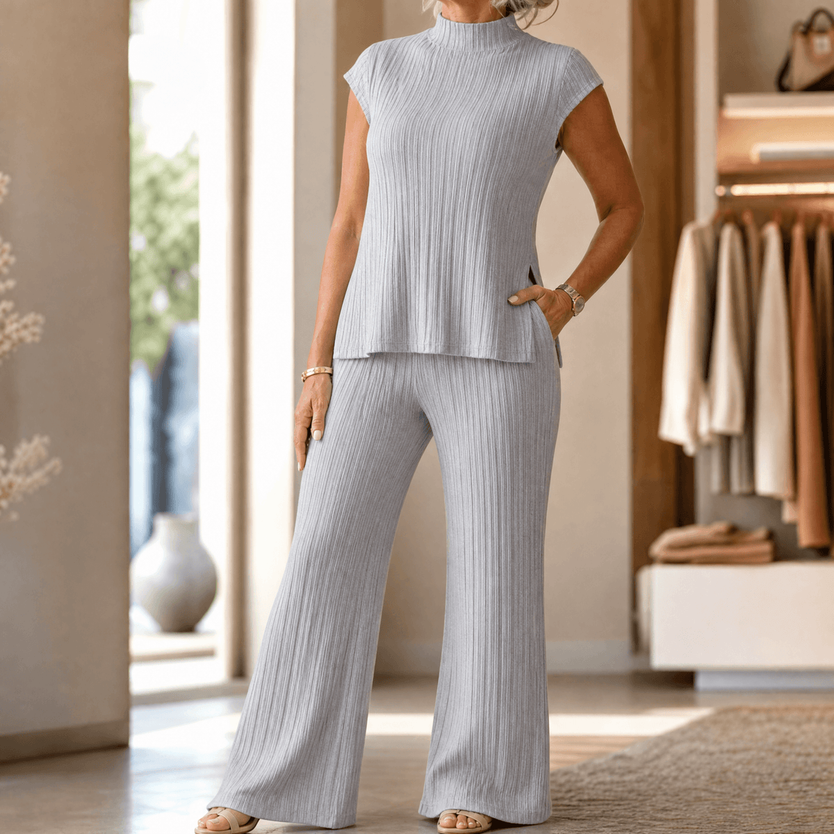 Selmira – Women's Ribbed Knit Two-Piece Set
