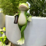 Hopsley - Wine Frog Plant Pot Ornament, Painted Weatherproof Decor