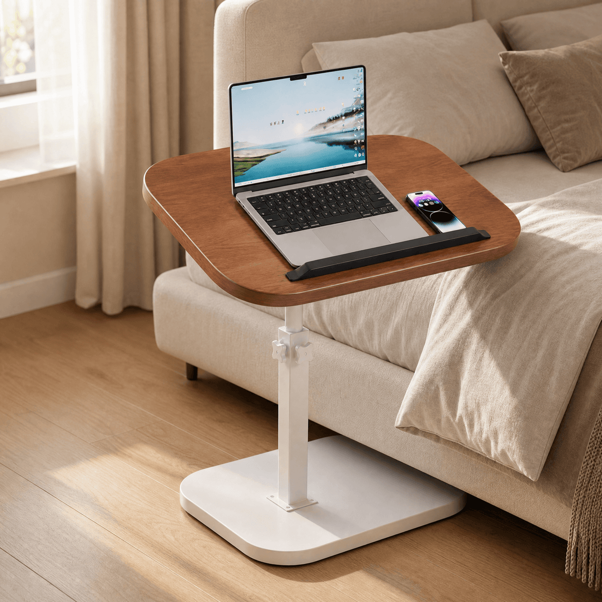 Sofadesk - C-shaped adjustable slide under sofa table
