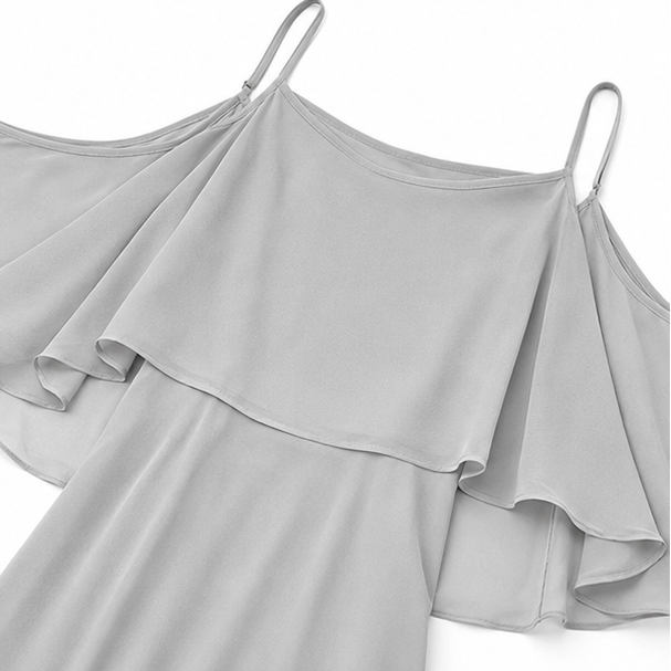 Solavia – Cold Shoulder Chiffon-like Maxi Dress for Weddings & Formal Events