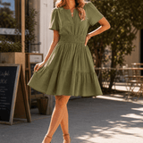 Solenna – Women's Smocked Waist Tiered Mini Dress