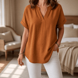 Solenne – Women's Soft Drape V-Neck Blouse