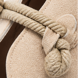 Sollea – Soft Suede Slip-On Flats with Rope Bow