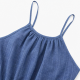Soraya – Halter Wide-Leg Drawstring Jumpsuit, Summer Denim-Look