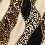 Sorelia – Mixed Print Patchwork Blouse, Leopard & Paisley V Neck