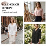 Roselle - Soft Ruffle V-Neck Long Sleeve Blouse