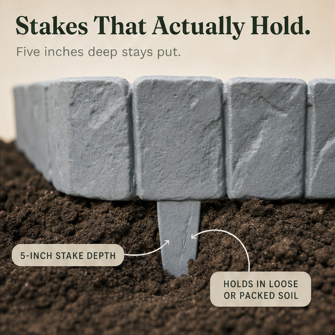 StoneCraft – Stake-In Faux Stone Garden Border