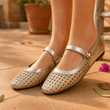 Tessara - Women's Woven Square Toe Mary Jane Flats