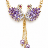 Lunabelle – Twin-Swan Pearl Tassel Necklace